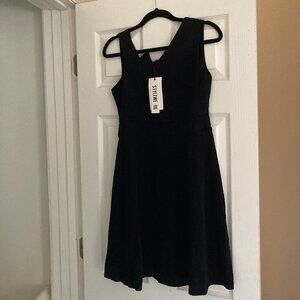 StyleWe Asymmetric Detail Black Mini Dress, Size S